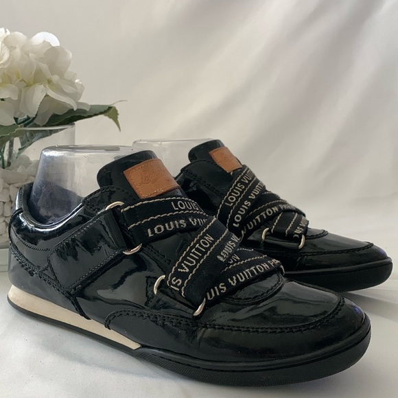 LOUIS VUITTON Black Patent Leather Trainers - Picture 1 of 16